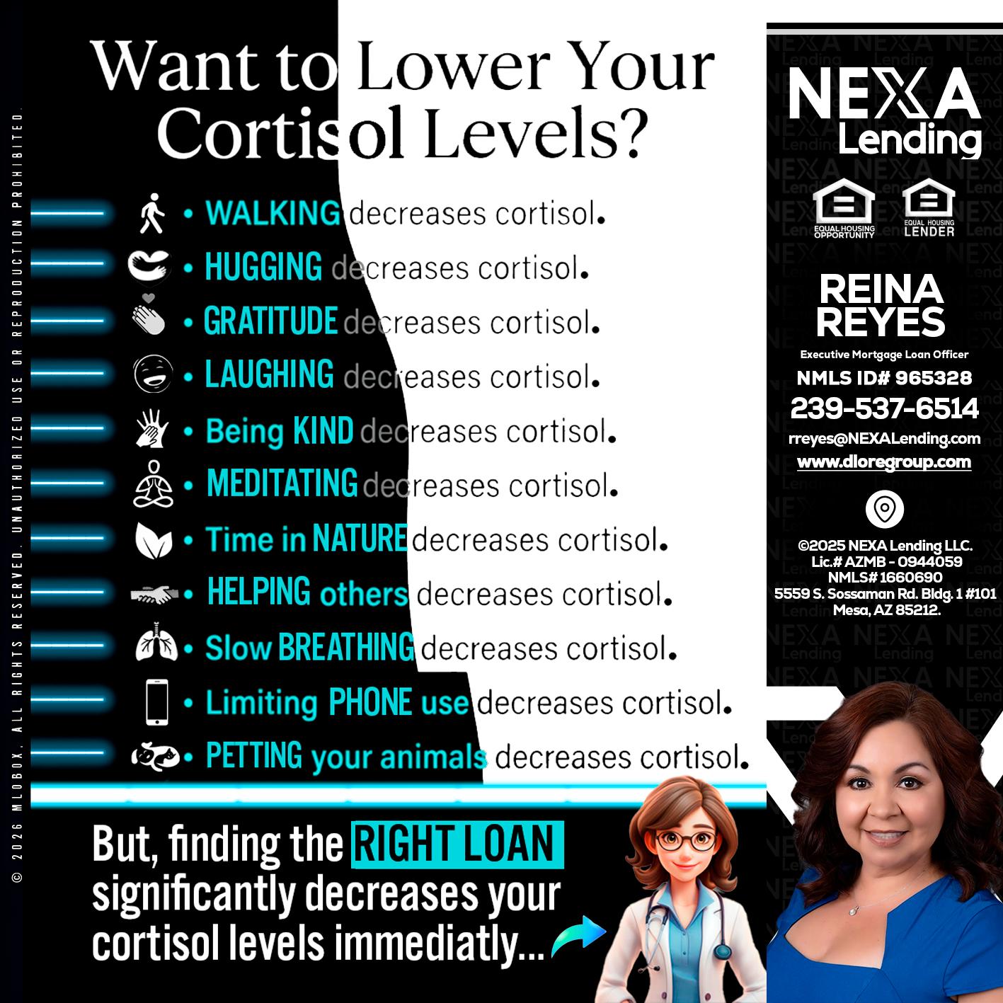 Want to lower Your Cortisol Levels? - Reina Reyes -Executive Mortgage Loan Officer