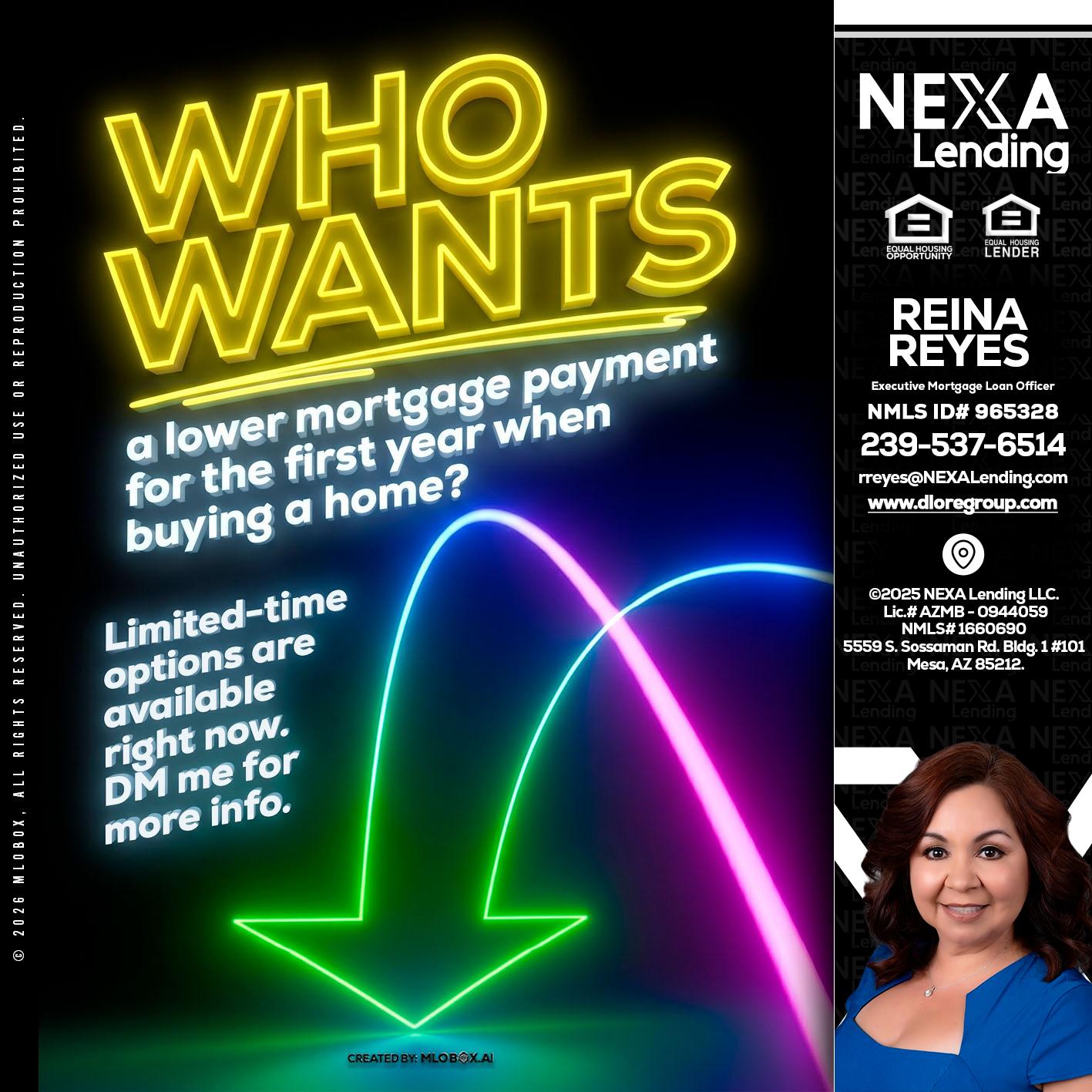 WHO WANTS - Reina Reyes -Executive Mortgage Loan Officer