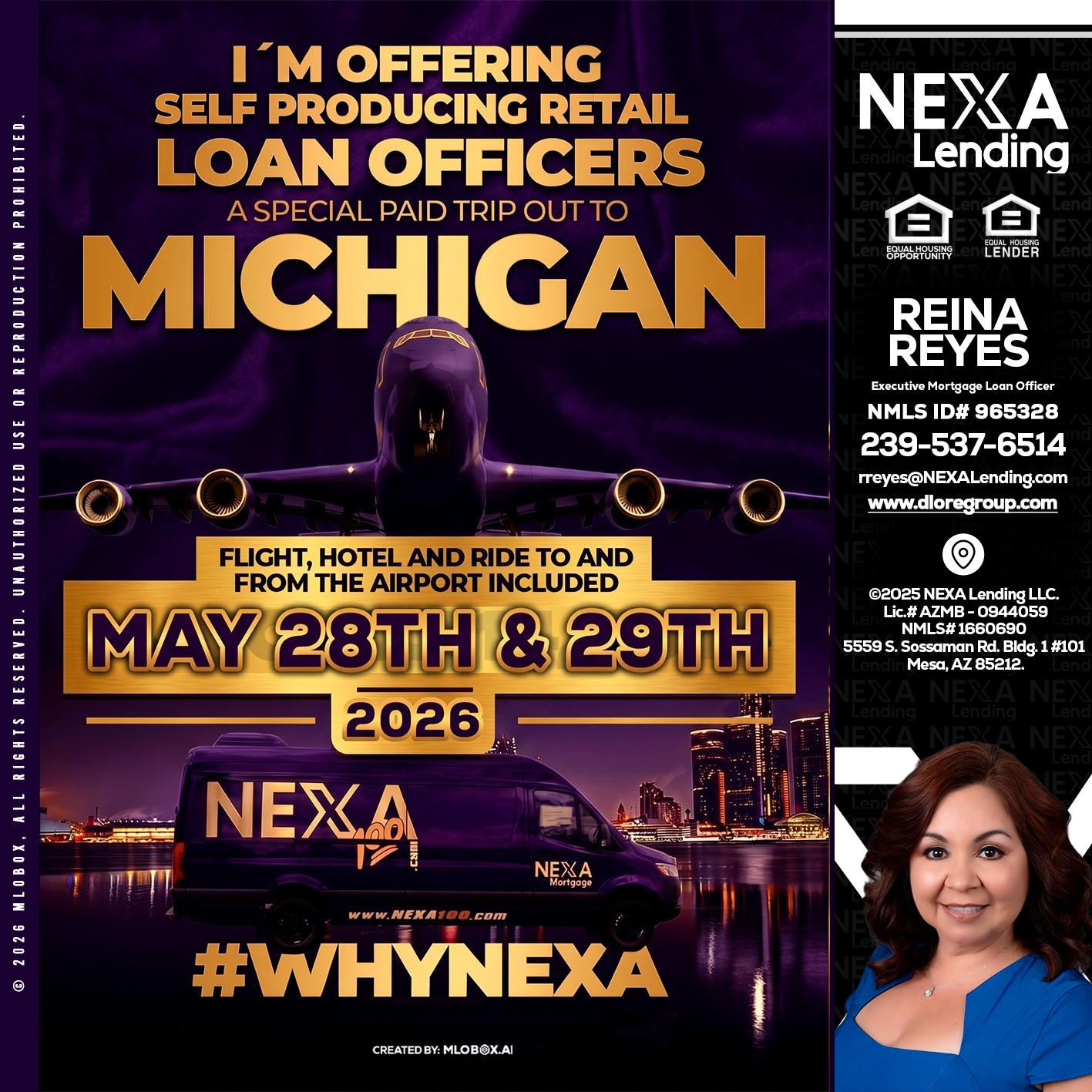 MICHIGAN - Reina Reyes -Executive Mortgage Loan Officer