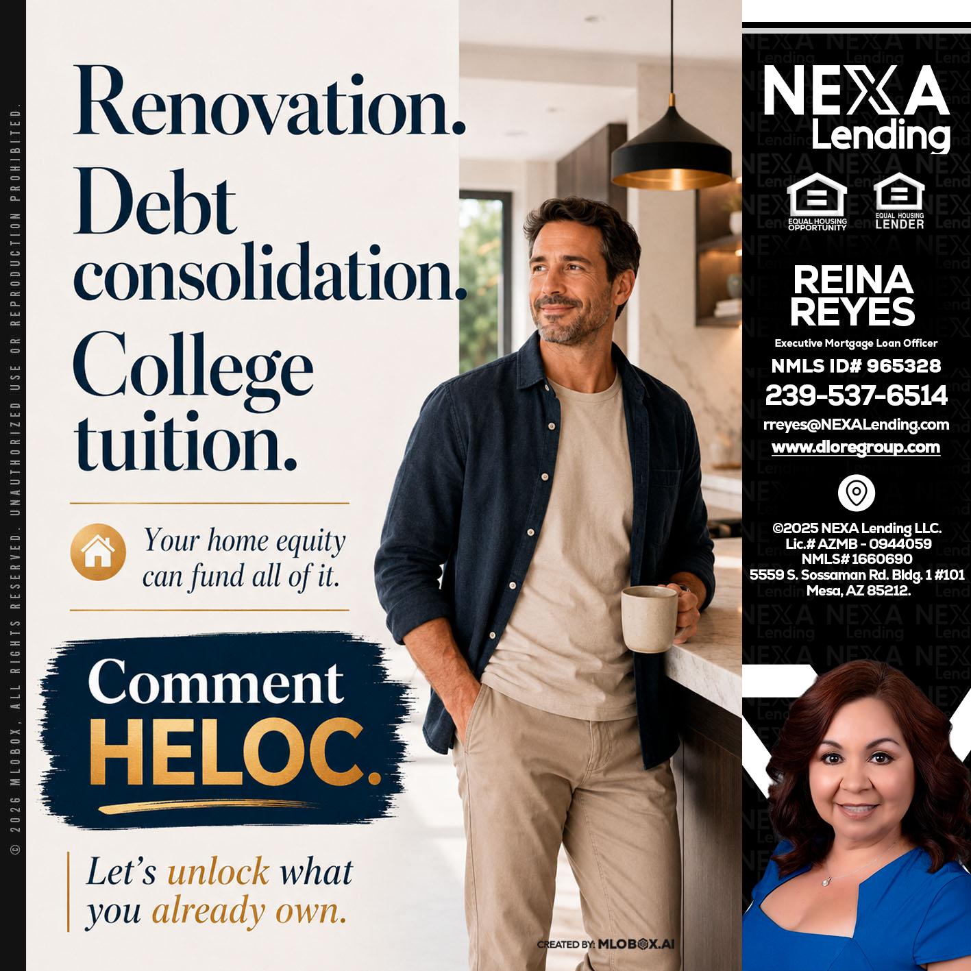 RENOVATION DEBT - Reina Reyes -Executive Mortgage Loan Officer