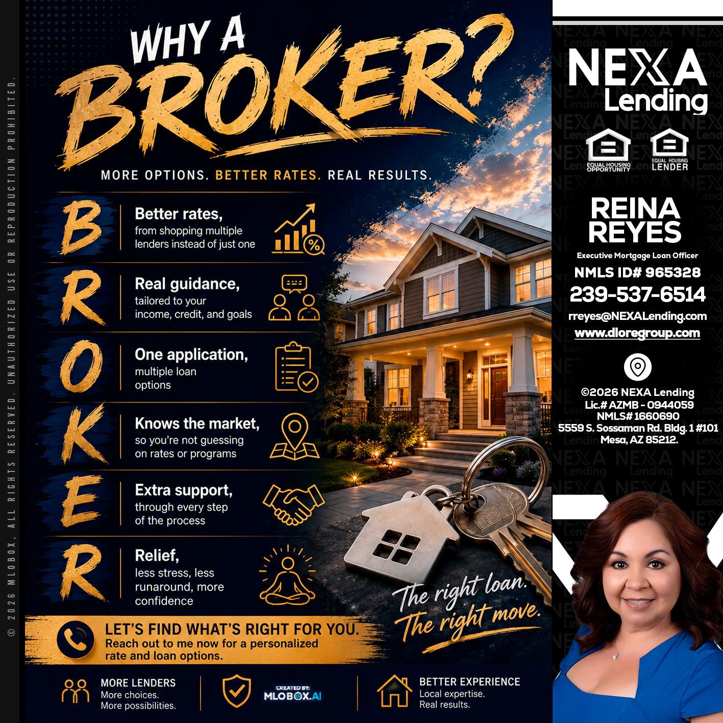 WHY A BROKER? - Reina Reyes -Executive Mortgage Loan Officer