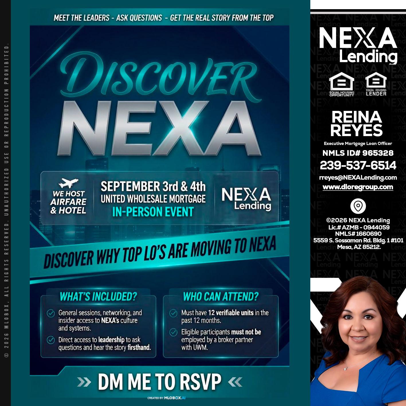 DISCOVER NEXA - Reina Reyes -Executive Mortgage Loan Officer